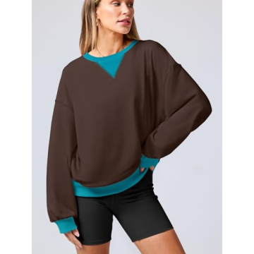 Cozy ANRABESS Color Block Pullover Sweatshirt for Women