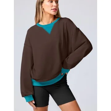 Cozy ANRABESS Color Block Pullover Sweatshirt for Women