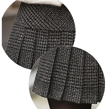 chouyatou Women's Casual Plaid High Waist A-Line Pleated Skirt (Small, H344-Gray)