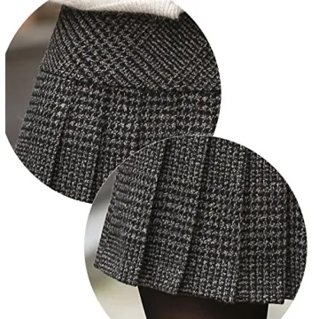 chouyatou Women's Casual Plaid High Waist A-Line Pleated Skirt (Small, H344-Gray)