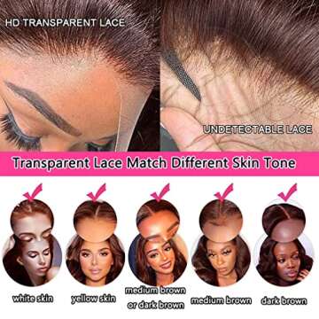 20Inch Brown Body Wave Lace Front Wigs Human Hair Pre Plucked 150% Density 13x4 HD Lace Front Wigs for Black Women Chocolate Brown Glueless Wigs Unprocessed Brazilian Virgin Human Hair with Baby Hair Bleached Knots