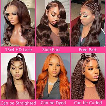 20Inch Brown Body Wave Lace Front Wigs Human Hair Pre Plucked 150% Density 13x4 HD Lace Front Wigs for Black Women Chocolate Brown Glueless Wigs Unprocessed Brazilian Virgin Human Hair with Baby Hair Bleached Knots