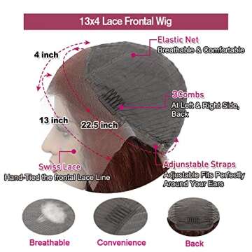 20Inch Brown Body Wave Lace Front Wigs Human Hair Pre Plucked 150% Density 13x4 HD Lace Front Wigs for Black Women Chocolate Brown Glueless Wigs Unprocessed Brazilian Virgin Human Hair with Baby Hair Bleached Knots