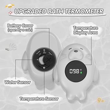LEDFAAH Baby Bath Thermometer Safe Automatic Waterproof