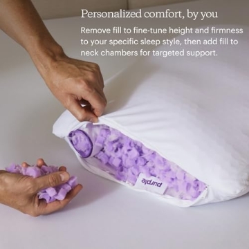 Purple Freeform Pillow - Standard Size, Customizable Support with GelFlex Grid & MicroFlex Moon Foam - Pressure Relief, Cooling, Extra Filling & Adjustable Height