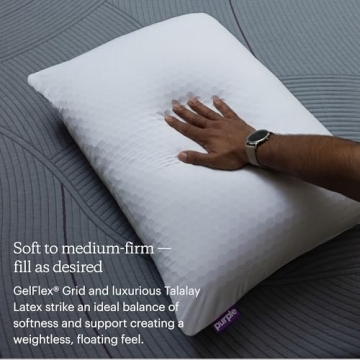 Purple Freeform Pillow - Standard Size, Customizable Support with GelFlex Grid & MicroFlex Moon Foam - Pressure Relief, Cooling, Extra Filling & Adjustable Height