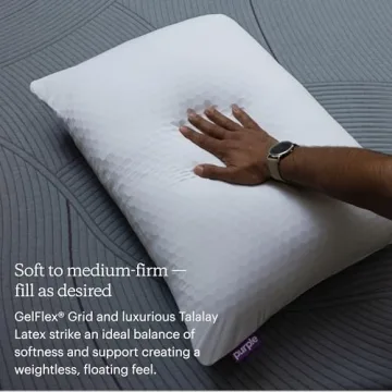 Purple Freeform Pillow - Standard Size, Customizable Support with GelFlex Grid & MicroFlex Moon Foam - Pressure Relief, Cooling, Extra Filling & Adjustable Height