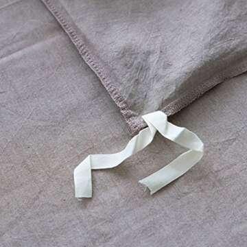 Eikei Washed Cotton Chambray Duvet Cover Solid Color Casual Modern Style Bedding Set Relaxed Soft Fe...