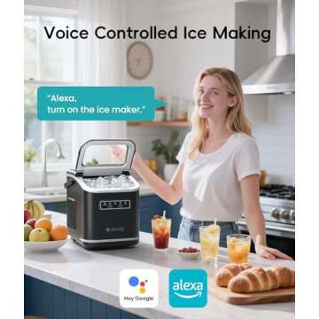 ecozy Smart Ice Maker, Portable Ice Makers Countertop with App & Voice Control, 9 Bullet Ice in 6 Mi...