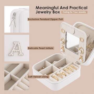 Nymtavia Birthday Gifts For Women, Initial Jewelry Box, Travel Jewelry Case, Gifts for Wife Girlfriend, Small Travel Jewelry Organizer, Gift for Girls, Graduation Gifts for Her, Bridesmaid Gifts