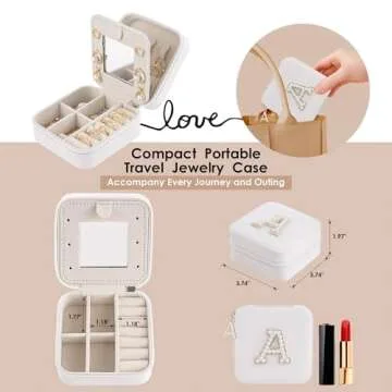 Nymtavia Birthday Gifts For Women, Initial Jewelry Box, Travel Jewelry Case, Gifts for Wife Girlfriend, Small Travel Jewelry Organizer, Gift for Girls, Graduation Gifts for Her, Bridesmaid Gifts