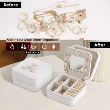 Nymtavia Birthday Gifts For Women, Initial Jewelry Box, Travel Jewelry Case, Gifts for Wife Girlfriend, Small Travel Jewelry Organizer, Gift for Girls, Graduation Gifts for Her, Bridesmaid Gifts