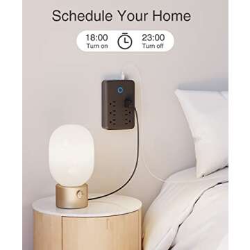 GHome Smart Plug Outlet Extender, USB Surge Protector 3 Individually Controlled Outlets and 3 USB Ports, WiFi Plug Works with Alexa Google Home, Outlet Timer Wall Adapter, 2.4GHz Wi-Fi Only, 15A/1800W
