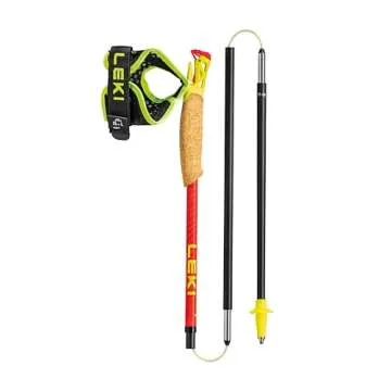 LEKI Ultratrail FX.One Superlite Carbon Collapsible Lightweight Trekking Poles for Hiking & Trail Running - Red-Yellow-Carbon - 105 cm