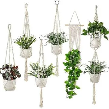 Macrame Plant Hangers - 6 Pack for Home Decor