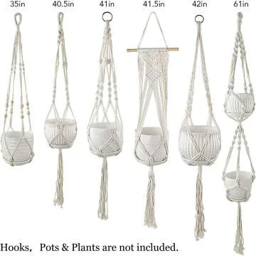 Macrame Plant Hangers - 6 Pack for Home Decor