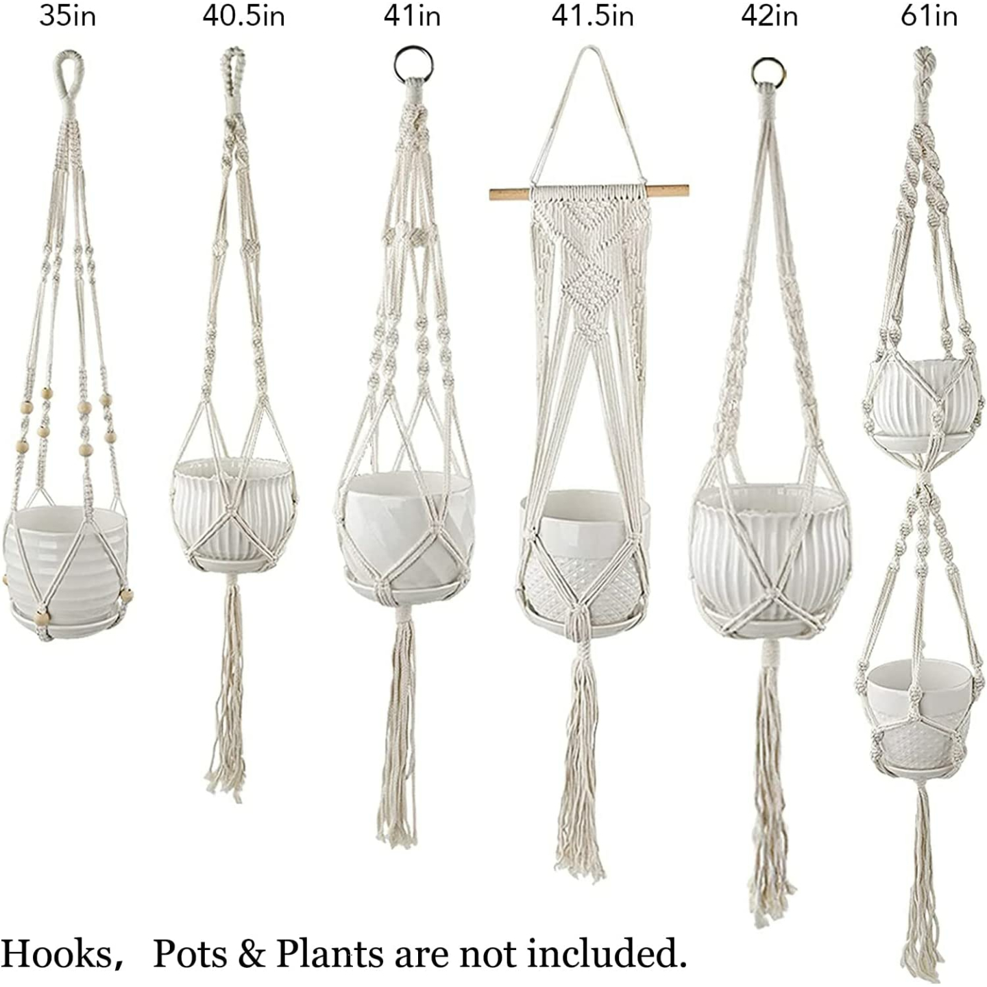 Macrame Plant Hangers - 6 Pack for Home Decor