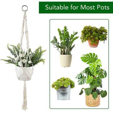 Macrame Plant Hangers - 6 Pack for Home Decor