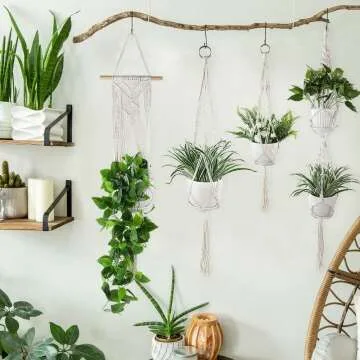 Macrame Plant Hangers - 6 Pack for Home Decor