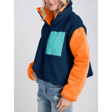 Tankaneo Fleece Puffer Pullover Jacket for Cozy Winter Style