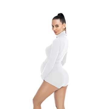Stylish QIAIYALA Maternity Bodysuit for Photography - Soft & Chic
