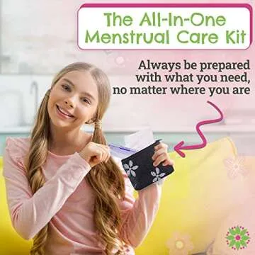First Period Kit to-Go! - Organic Eco-Friendly Tween Pads & Liner - Period Bags for Teen Girls for S...