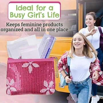 First Period Kit to-Go! - Organic Eco-Friendly Tween Pads & Liner - Period Bags for Teen Girls for School - Period Pouch & Teen Pads for Girls Ages 11-14, Teen Pads for Periods - Pads for Teens Girls