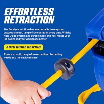 Goodyear Retractable Air Hose Reel 3/8 Inch 65 Feet 300 PSI