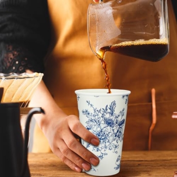 Irenare 96 Pack Blue and White Floral Disposable Coffee Cups