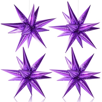 KatchOn, Big Purple Star Balloons - 20 Inch, Pack of 50 | Purple Star Cone Foil Balloons for Galaxy ...