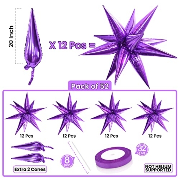KatchOn Big Purple Star Balloons - 20 Inch Pack of 50