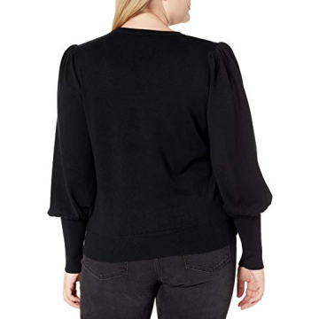 Stylish Vivienne Pleated Shoulder Balloon-Sleeve Sweater