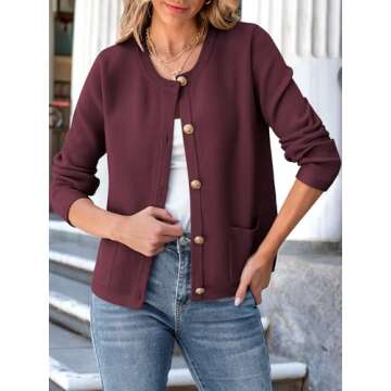 ANRABESS Women Striped Cardigan Sweaters Button Down Cropped Knit Lady Jackets Coat 2025 Fall Outfit...