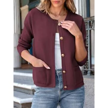 ANRABESS Women Striped Cardigan Sweaters Button Down Cropped Knit Lady Jackets Coat 2025 Fall Outfits Spring Trendy Clothes Wind Red Large