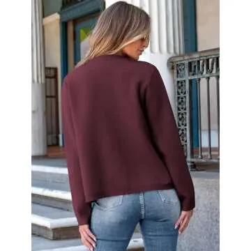 ANRABESS Women Striped Cardigan Sweaters Button Down Cropped Knit Lady Jackets Coat 2025 Fall Outfits Spring Trendy Clothes Wind Red Large