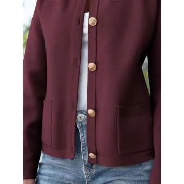 ANRABESS Women Striped Cardigan Sweaters Button Down Cropped Knit Lady Jackets Coat 2025 Fall Outfits Spring Trendy Clothes Wind Red Large