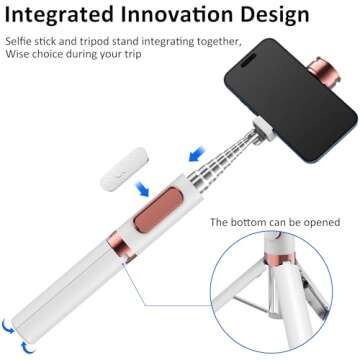 Aluminum Alloy Selfie Stick Tripod with Remote, Foldable Travel Tripod Stand 270 Rotation Compatible with iPhone/Android/Go Pro Camera