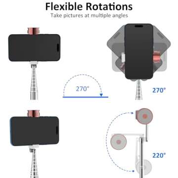 Aluminum Alloy Selfie Stick Tripod with Remote, Foldable Travel Tripod Stand 270 Rotation Compatible with iPhone/Android/Go Pro Camera