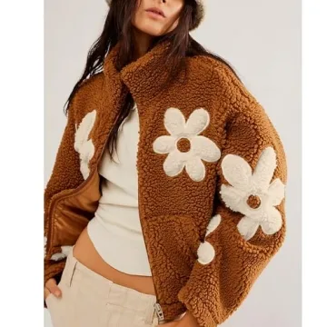 Maixang Floral Fleece Jacket for Women - Cozy & Chic Outerwear