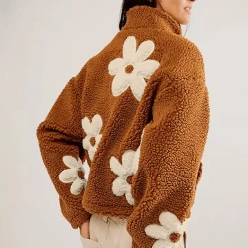 Maixang Floral Fleece Jacket for Women - Cozy & Chic Outerwear