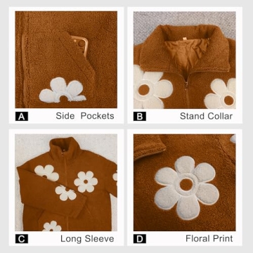 Maixang Floral Fleece Jacket for Women - Cozy & Chic Outerwear