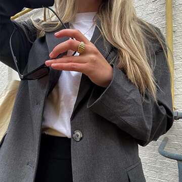 AllenCOCO 18k Gold Plated Croissant Ring - Minimalist Style