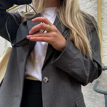 AllenCOCO 18k Gold Plated Croissant Ring - Minimalist Style