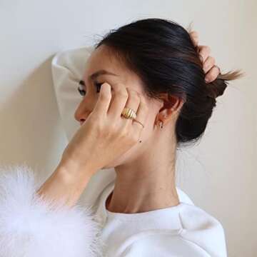 AllenCOCO 18k Gold Plated Croissant Ring - Minimalist Style