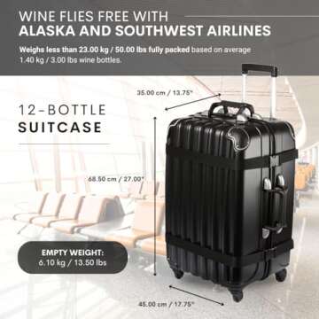 VinGardeValise® THE Original Wine Suitcase, Versatile 12 Bottle Wine & Spirits Travel Luggage, Performance Tested for Durability, Long Lasting Use, Made by Wine Lovers for Wine Lovers - Black