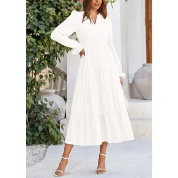 PRETTYGARDEN Women's Long Sleeve A-Line Maxi Dress