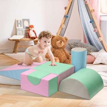 M HI-Mat Soft Climb and Crawl Activity Play Set，Soft Play Climbing for Toddlers and Infants,Playtime and Climb Soft Play Set,Climbing Blocks and Indoor Play Gym,Soft Climbing Indoor Set