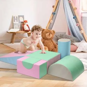 M HI-Mat Soft Climb and Crawl Activity Play Set，Soft Play Climbing for Toddlers and Infants,Playtime and Climb Soft Play Set,Climbing Blocks and Indoor Play Gym,Soft Climbing Indoor Set