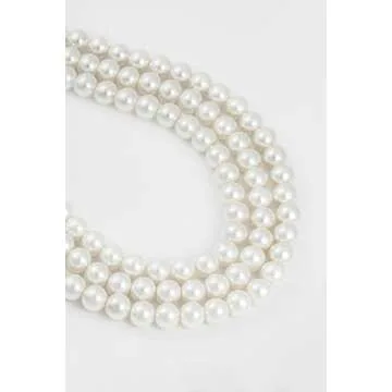 BABEYOND Round Imitation Pearl Necklace Vintage Multi Strands Choker Necklace 20s Flapper Necklace for Party (Style1)
