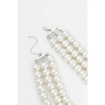 BABEYOND Round Imitation Pearl Necklace Vintage Multi Strands Choker Necklace 20s Flapper Necklace for Party (Style1)